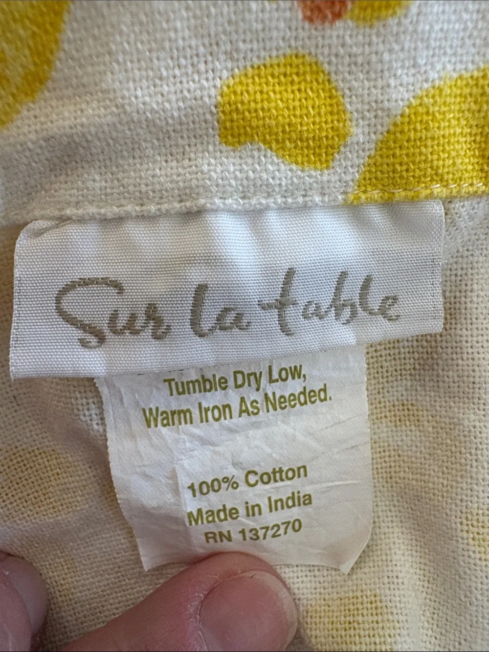 Sur La Table Yellow Floral Table Runner
